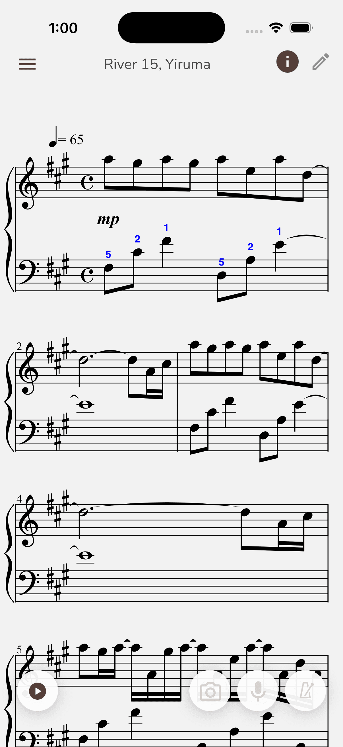 Musync group score showing only blue Public annotation layer markings