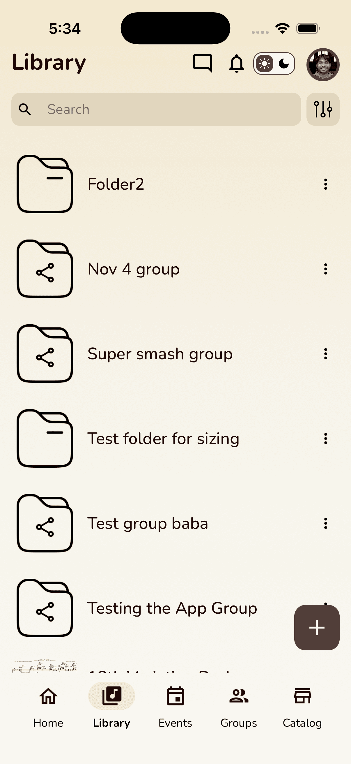 Musync library screen with teacher scores