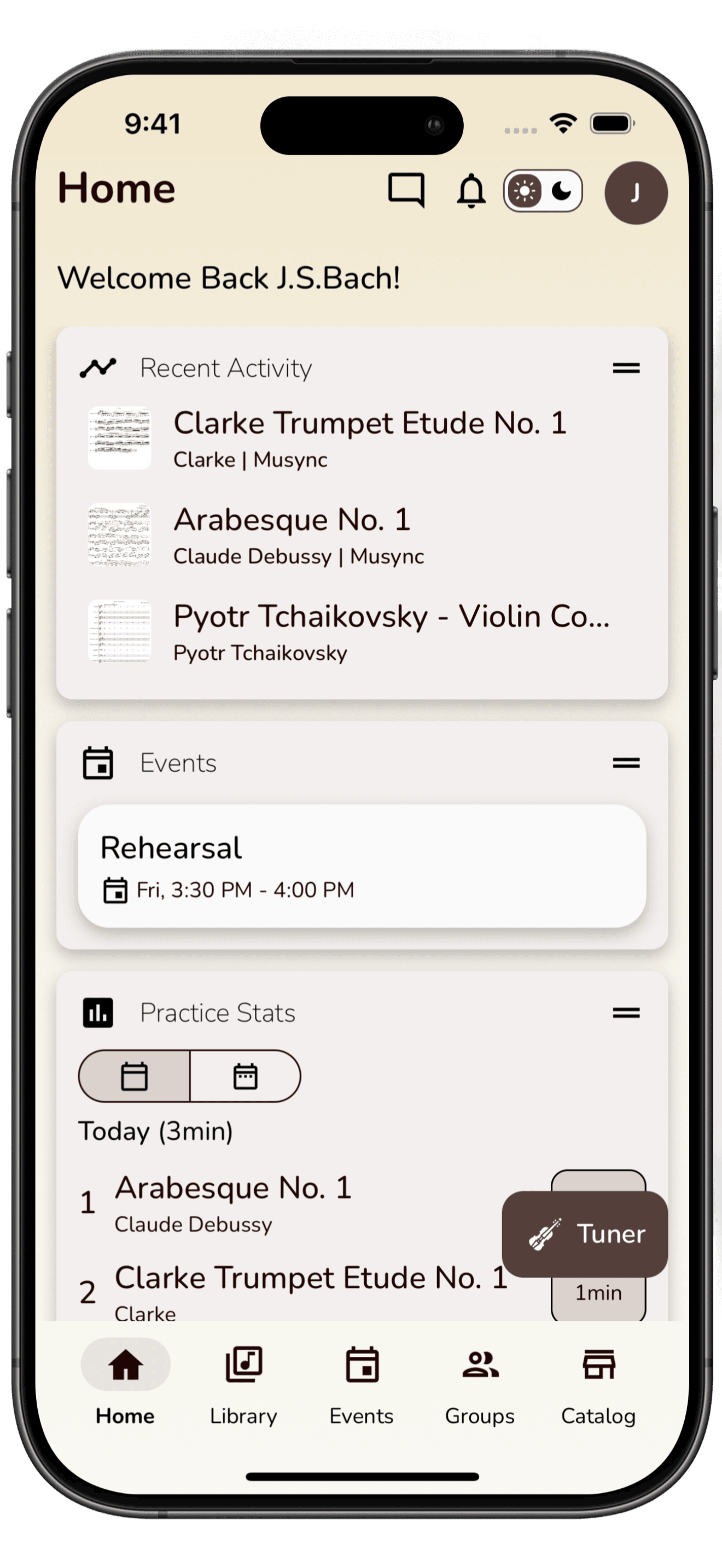 Dashboard in the app